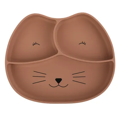 Smiki, Kot, dzielony talerz silikonowy, brązowy