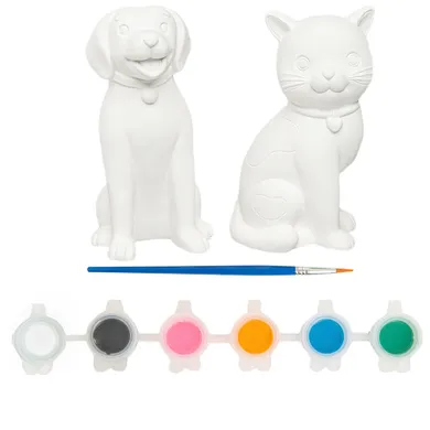 Smiki, Pies i kot, figurki do malowania, zestaw kreatywny