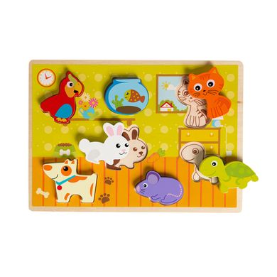 Smiki, puzzle drewniane, zwierzęta domowe, 7 elementów