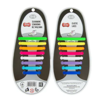 Smiki, slikonowe sznurówki bez wiązania, 8+8, kolorowe