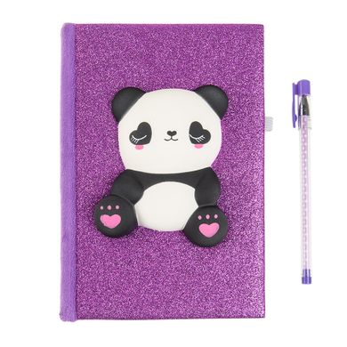 Smiki, Squishy, Panda, notes w brokatowej okładce z gniotkiem i długopisem