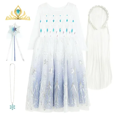 Smiki, Zimowa Księżniczka, sukienka z peruką, strój dla dzieci, 3-4 lata