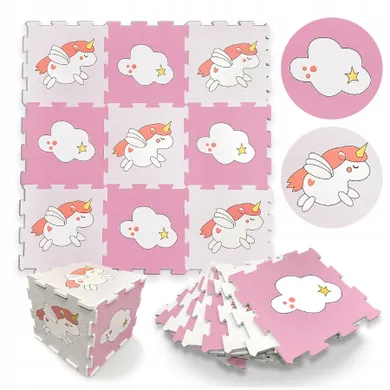 Smily Play, mata piankowa, różowo-biała jednorożce, 9 elementów