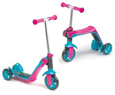 Smoby, hulajnoga i rowerek biegowy 2w1, różowa