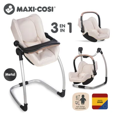 Smoby, Maxi Cosi, krzesełko dla lalek 3w1, beżowe