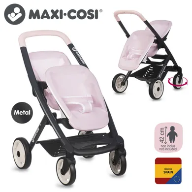 Smoby, Maxi Cosi, wózek spacerówka dla lalek bliźniąt, różowa