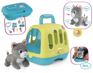 Smoby, miauczący kot interaktywny + kontener 2w1