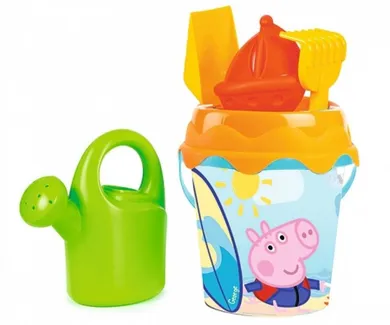 Smoby, Świnka Peppa, wiaderko na plażę, zestaw z akcesoriami, 17 cm