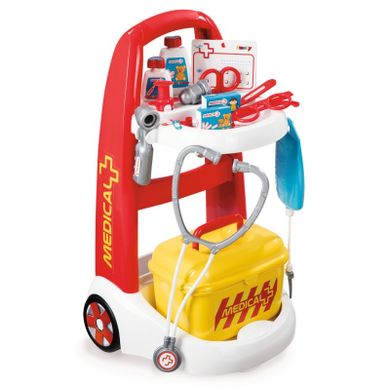 Smoby, wózek medyczny, akcesoria lekarskie, zestaw