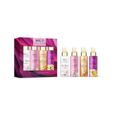 So..?, Unique, zestaw mgiełki do ciała: unique vanilla + sweet pea + truffle + white blossom, 4-50 ml