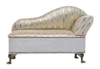 Sofa szkatułka na biżuterię, jasno-szara, 23-9-16 cm