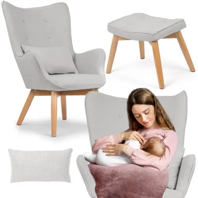 Sofotel, Norse, fotel uszak z podnóżkiem, jasny szary