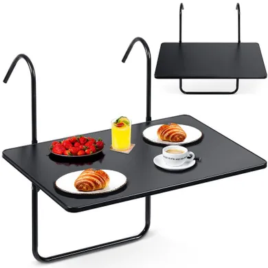 Sofotel, wytrzymały stolik balkonowy składany, czarny, 60-43cm