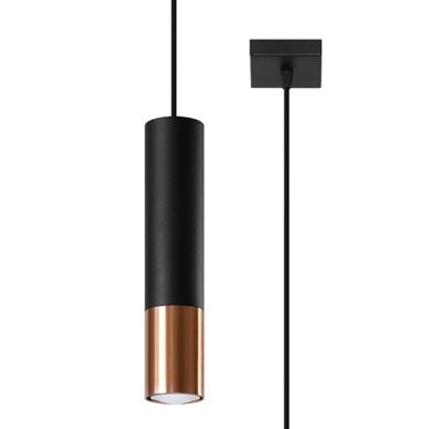 Sollux Lighting, lampa wisząca, Loopez 1, czarny, miedź