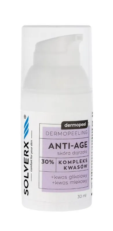 Solverx, Dermopeel Dermopeeling Anti-Age, kompleks kwasów 30% glikolowy mlekowy, 30 ml