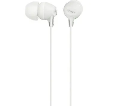 Sony, słuchawki douszne Handsfree z mikrofonem MDR-EX15AP, białe