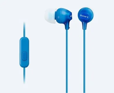 Sony, słuchawki douszne Handsfree z mikrofonem MDR-EX15AP, niebieskie