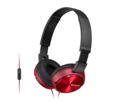 Sony, słuchawki nauszne Handsfree z mikrofonem MDR-ZX310AP, czerwone