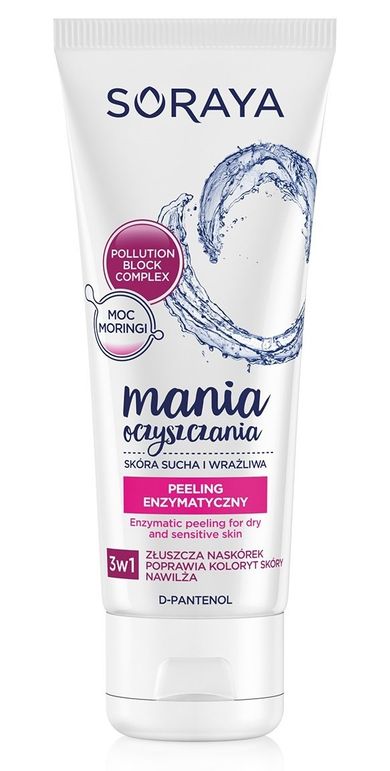 Soraya, Mania Oczyszczania, peeling enzymatyczny 3w1, cera sucha i wrażlliwa, 75 ml