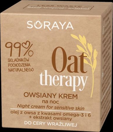 Soraya, Oat Therapy, owsiany krem na noc, cera wrażliwa, 50 ml