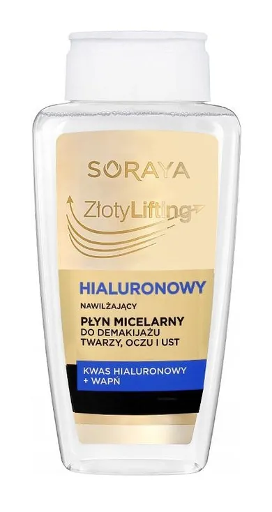 Soraya, złoty lifting, hialuronowy nawilżający płyn micelarny do demakijażu, 400 ml