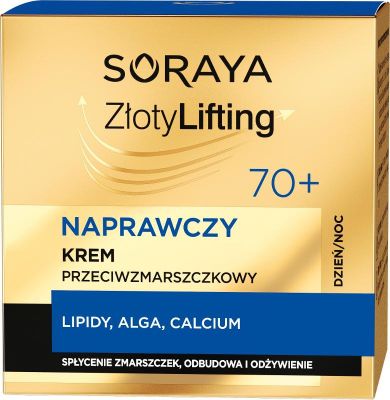 Soraya, Złoty Lifting, naprawczy krem przeciwzmarszczkowy 70+ na dzień i noc, 50 ml