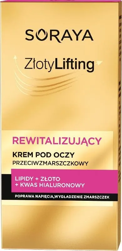 Soraya, Złoty Lifting, rewitalizujący krem przeciwzmarszczkowy pod oczy, 15 ml