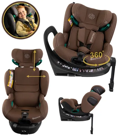 Sorino, Aurora, fotelik samochodowy z bazą, 360°, chocolate, 40-150 cm