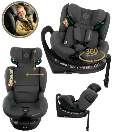 Sorino, Aurora, fotelik samochodowy z bazą, 360°, grey, 40-150 cm