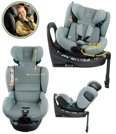 Sorino, Aurora, fotelik samochodowy z bazą, 360°, mint, 40-150 cm