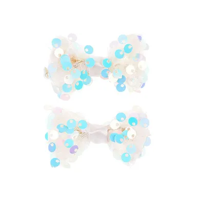 Souza! Tiki, klipsy do włosów, kokarda, biała, 2 szt.