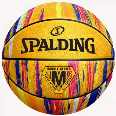 Spalding, piłka koszykowa, Marble, rozmiar 7, żółty