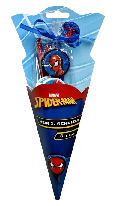 Spider-Man, rożek z przyrządami szkolnymi, 6 elementów