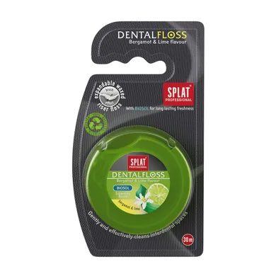 Splat, Professional Dental Floss, nić dentystyczna o smaku bergamotki i limonki, 30 ml
