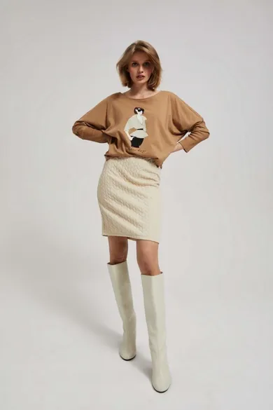 Spódnica damska, beżowa, Moodo