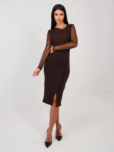 Spódnica damska, brązowa, Basisc Feel Good