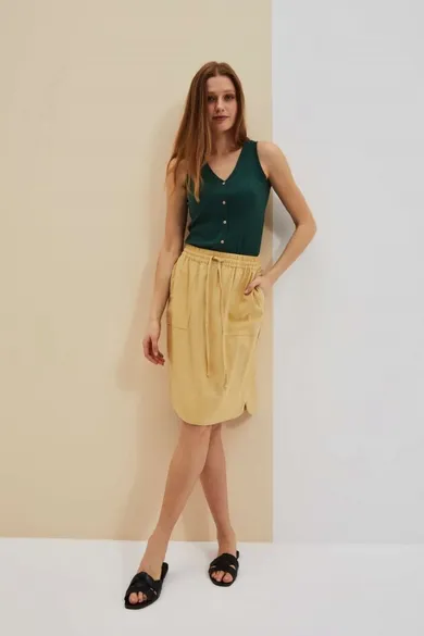 Spódnica damska z lnem, żółta, Moodo