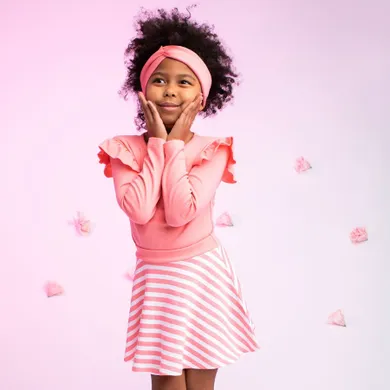 Spódnica dziewczęca, biało-koralowa, Nicol