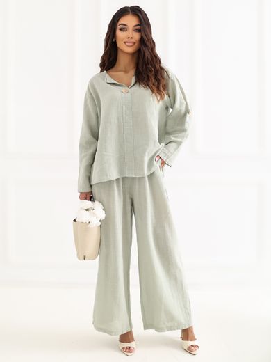 Spodnie damskie, khaki, Italy Moda