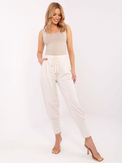 Spodnie dresowe damskie, beżowe, Italy Moda