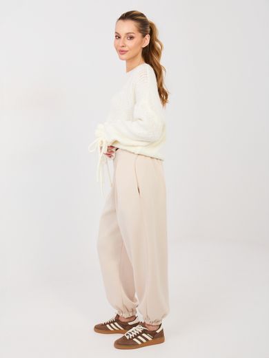 Spodnie dresowe damskie, beżowe, Italy Moda