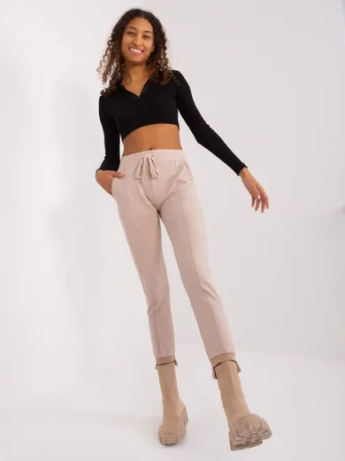 Spodnie dresowe damskie, beżowe, Relevance