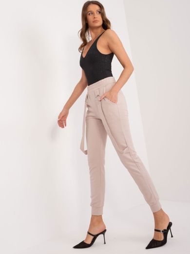 Spodnie dresowe damskie, beżowe, Relevance