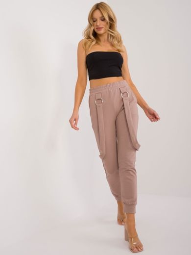 Spodnie dresowe damskie, beżowe, Relevance
