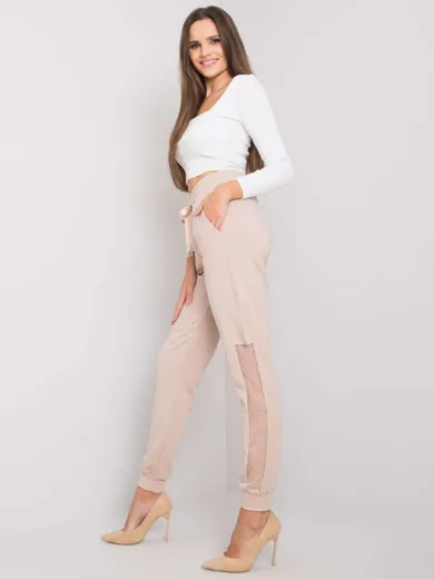 Spodnie dresowe damskie, beżowe, Relevance