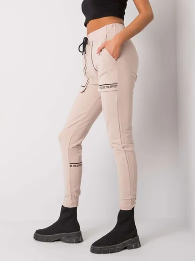 Spodnie dresowe damskie, beżowe, Relevance