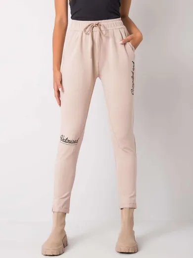 Spodnie dresowe damskie, beżowe, Relevance