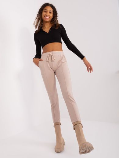 Spodnie dresowe damskie, beżowe, Relevance