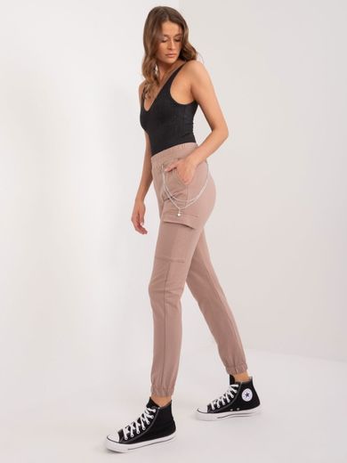 Spodnie dresowe damskie, beżowe, Relevance