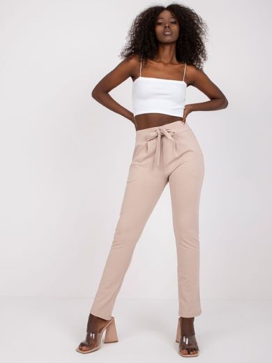 Spodnie dresowe damskie, beżowe, Rue Paris